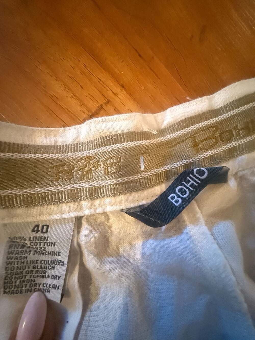 Bohio Men's White Linen-Cotton Blend Flat Front Shorts Size 40 - Picture 6 of 7